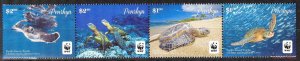 Penrhyn Cook Islands 2014 WWF Turtles Strip of 4 MNH