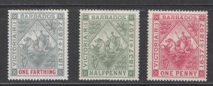 Barbados 1897 Queen Victoria Jubilee Scott # 81 - 83 MH