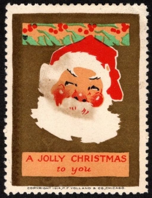1914 US Poster Stamp A Jolly Christmas To You P. F. Volland & Co., Chicago