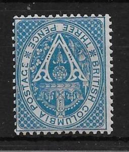 BRITISH COLUMBIA SG22w 1867 3d PALE BLUE INV WMK MTD MINT