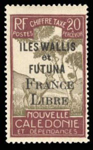 French Colonies, Wallis & Fetuna #J29 Cat$37.50, 1943 20c France Libre, never...
