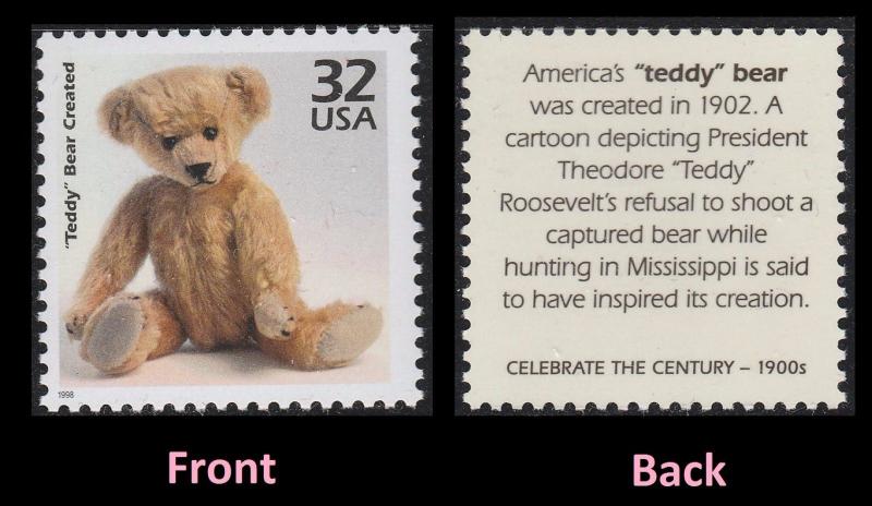 US 3182k Celebrate the Century 1900s Teddy Bear Created 32c single MNH 1998