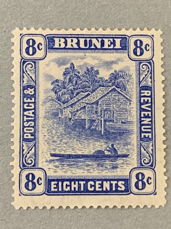 Brunei: 1916 8c ultramarine, unused.  Scott 26.  CV $8.00.     SG 50