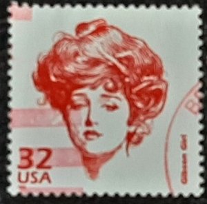 US Scott # 3182m; used 32c Gibson Girl from 1998; VF centering; off paper