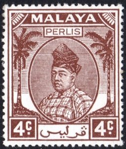 Malaya: Perlis  SC#10 4c Raja Syed Putra (1951) MNH
