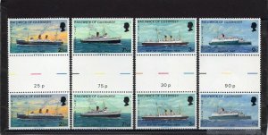 GUERNSEY 1973 SHIPS SET OF 4 GUTTER PAIRS IN PRESENTATION PACK MNH  