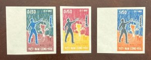 P) 1964 VIETNAM, SET OF 3 PROOFS IMPERFORATED, REUNIFICATION, IMPERFORATED, XF