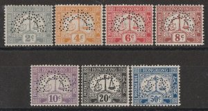 HONG KONG 1938 Postage Due set 2c-50c wmk script, perf SPECIMEN. Rare genuine.