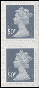 GB Machin Definitive Slate Grey 50p M19L vert pair MNH 2019