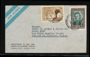 ARGENTINA POSTAL HISTORY 25c + 75c 1951 SAN MARTIN TO CHICAGO