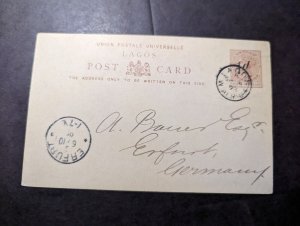 1893 British West Africa Postcard Cover Lagos Nigeria to Erfurt Germany