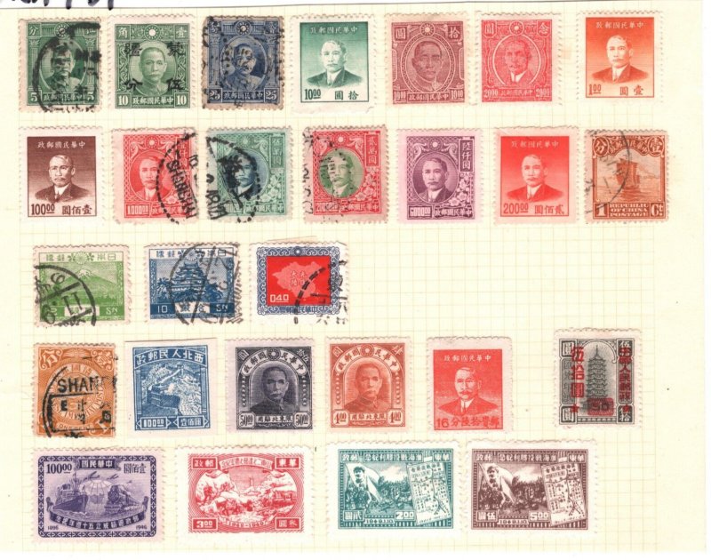 CHINA Stamps{30} NORTHWEST & EAST Sun Yat Sen Surcharges Dragon Album Page KA731