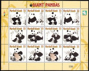 Marshall Islands 2000 MNH Sc 731 Sheet of 2 blocks of 6  33c Giant Pandas