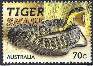 AUSTRALIA 2014 QEII 70c Multicoloured, Fauna-Things that Sting- Tiger Snake FU