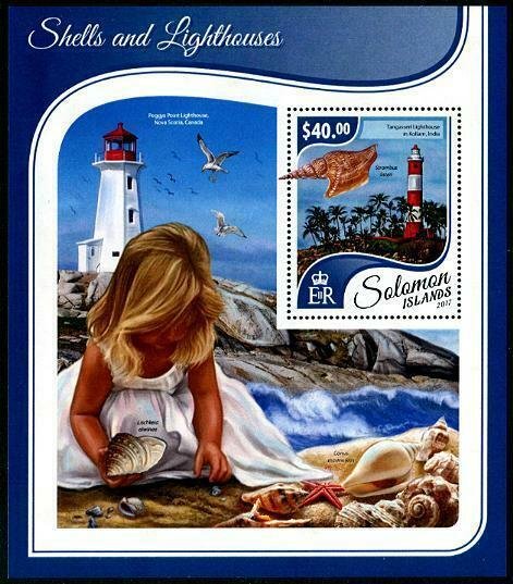 HERRICKSTAMP NEW ISSUES SOLOMON ISLANDS Sc.# 2414 Shells and Lighthouses S/S