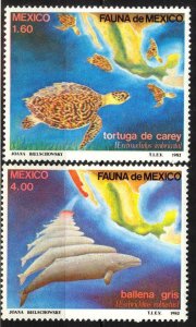 Mexico 1982 Marine Life Turtles Whales set of 2 MNH