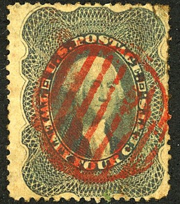 U.S. #37 Used Red grid Cancel