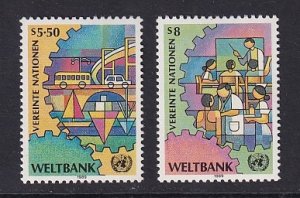 United Nations Vienna  #88-89  MNH 1989  world bank  transportation  health care