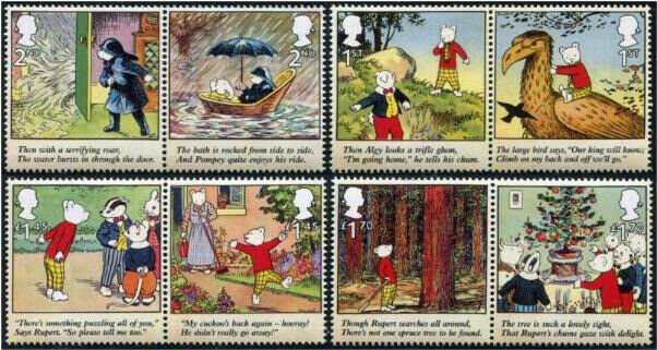 HERRICKSTAMP NEW ISSUES GREAT BRITAIN Rupert Bear Setenant Pairs