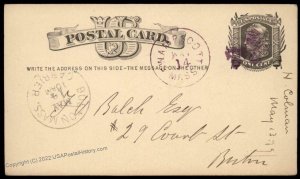 USA 1879 SWAMPSCOTT Massachusetts DPO Violet Cancel Postal Card Cover 96295