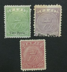 MOMEN: FIJI SG #36,41,59 1878-83 MINT OG H / 1 NG LOT #193452-1939