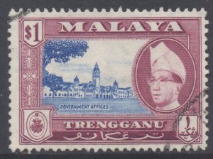 Malaya Trengganu Scott 83 - SG97, 1957 Sultan $1 used