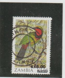 Zambia  Scott#  496  Used  (1989 Surcharged)