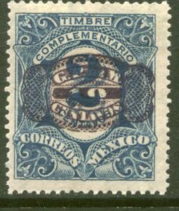 MEXICO 594 10cts ON 2cts BARRIL SURCHARGE ON COMPLEMENTARIO