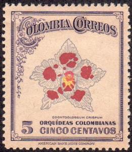 Colombia 549 - Mint-H - 5c Orchid (1947) (cv $1.20)