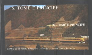 S TOME E PRINCIPE 1988 TRAINS M.S.. #826