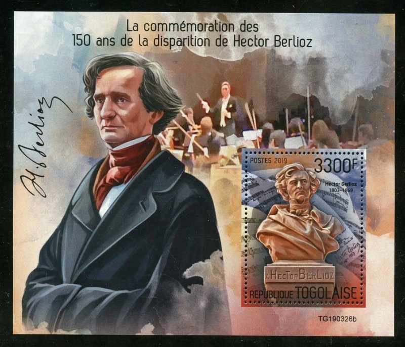 TOGO 2019  150th MEMORIAL  ANNIVERSARY OF HECTOR BERLIOZ  SOUVENIR SHEET MINT NH