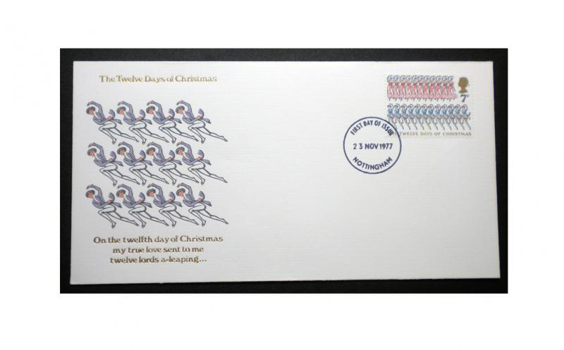 GREAT BRITAIN 1977. THE 12 DAYS OF CHRISTMAS FIRST DAY COVER. SCOTT # A279