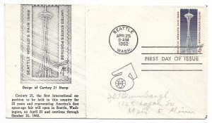US 1196 (Unlisted) 4c Seattle World's Fair FDC Home Made Cachet ECV $18.00