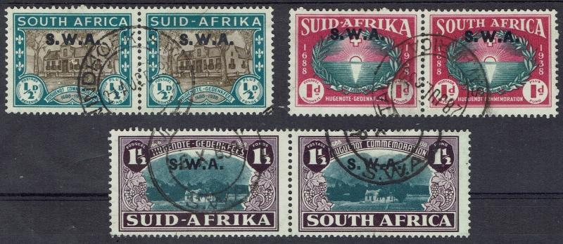 SOUTH WEST AFRICA 1939 HUGENOT SET PAIRS USED