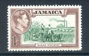 Jamaica 1/- Green & Purple Brown SG130 Mounted Mint