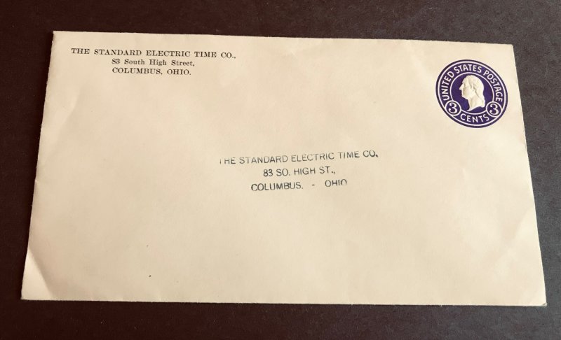 Washington Circular Die Envelope Uncancelled Prepaid 3c 1945 era Dark Violet