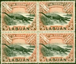 Labuan 1898 12c Black & Vermilion SG98a V.F MNH & LMM Block of 4