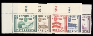 Austria #599-603 Cat$49.35, 1956 10th Anniversary of Liberation, complete set...