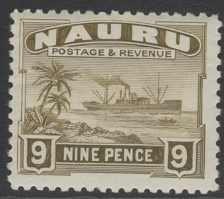 NAURU SG35B 1937 9d OLIVE-BROWN MTD MINT