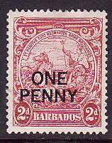 Barbados-Sc#209- id9-used 1p on 2p Seal of the Colony-1947-