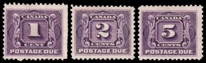 Canada Scott J1, J2, J4a  (1906-28) Mint H F-VF, CV $85.00 M