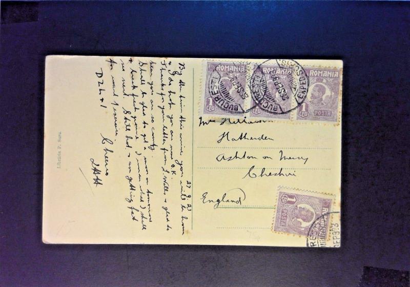 Romania 1923 Postcard to Great Britain - Z873