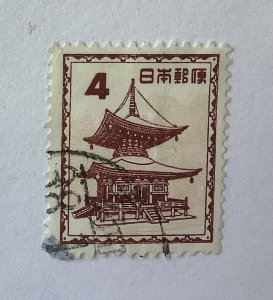 Japan  1952  Scott 559  used -  4y, Ishiyama-dear Pagoda