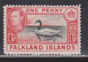 FALKLAND ISLANDS Scott # 85a MH - KGVI & Black Necked Swan