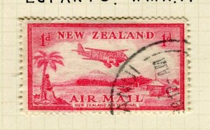 NEW ZEALAND; 1935 early AIRMAIL issue fine used 1d. value