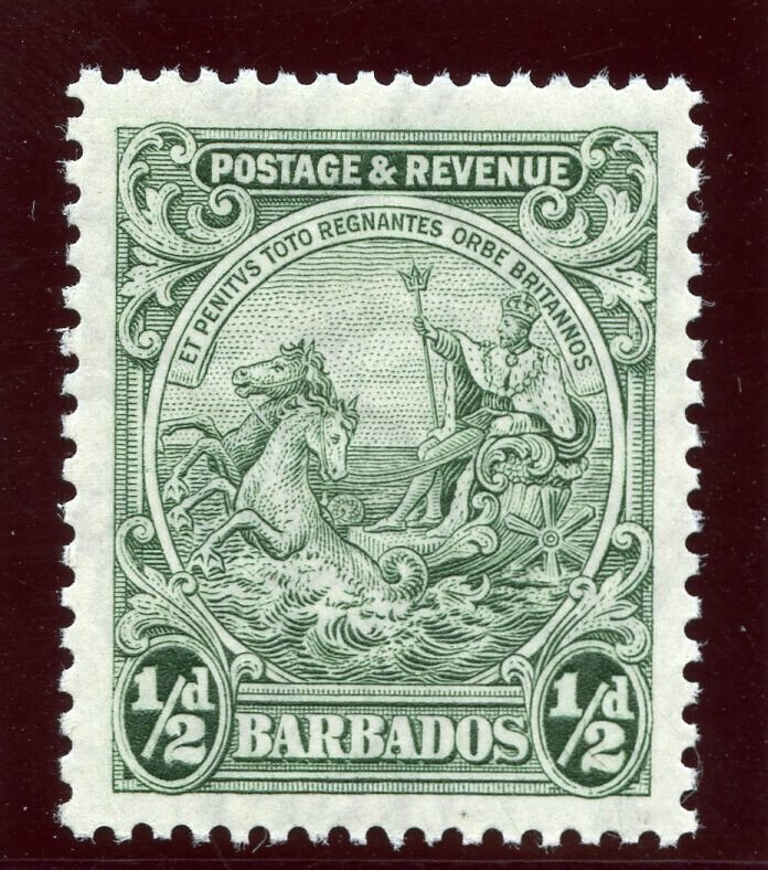 Barbados 1932 KGV ½d green (p13½x12½) superb MNH. SG 230a. Sc 166a.