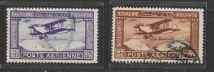 EGYPT Scott #C1-C2 Used set Mail Bi-plane stamps Air Mail stamps 2018 CV $32.25