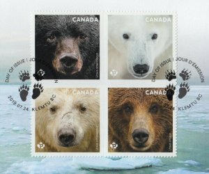 BEARS = Two OFDCs, FDCs= Type I & II Variety = Grizzly = Polar bear Canada 2019