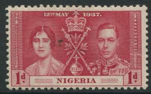 Nigeria -Scott 50 - Coronation Issue -1937 - FU - Single 1d Stamp