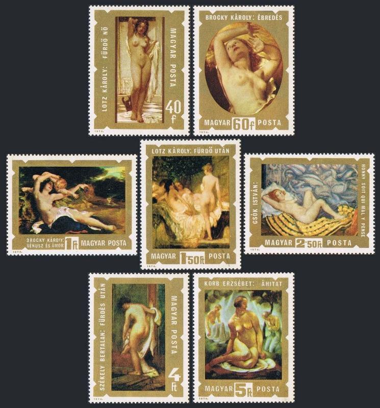 Hungary 2298-2304,2305,MNH.Michel 2968-2975,Bl.108A. Painting of Nudes,1974.